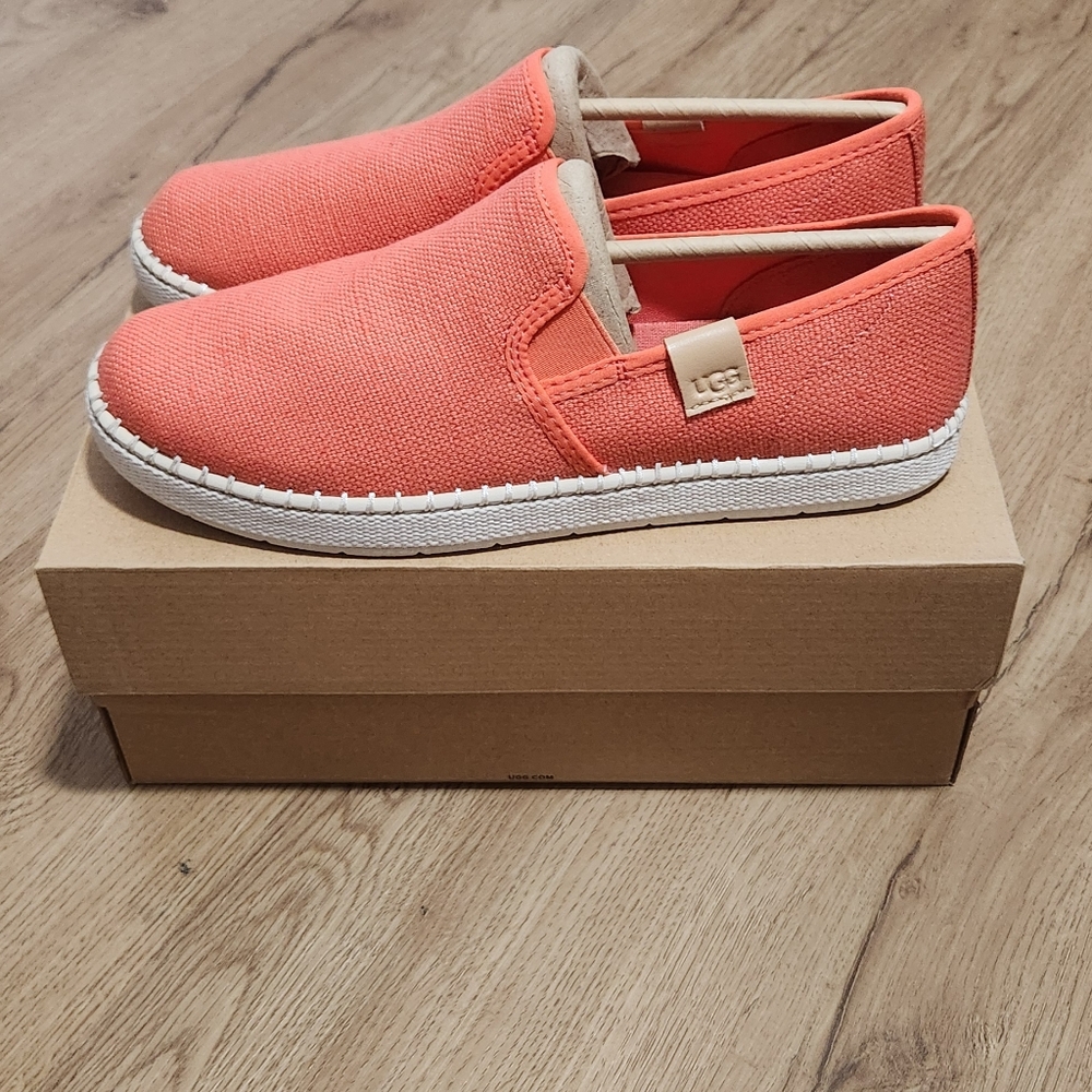 UGG Women's Luciah Slip-On Canvas Loafers, Size 10, Coral, NIB